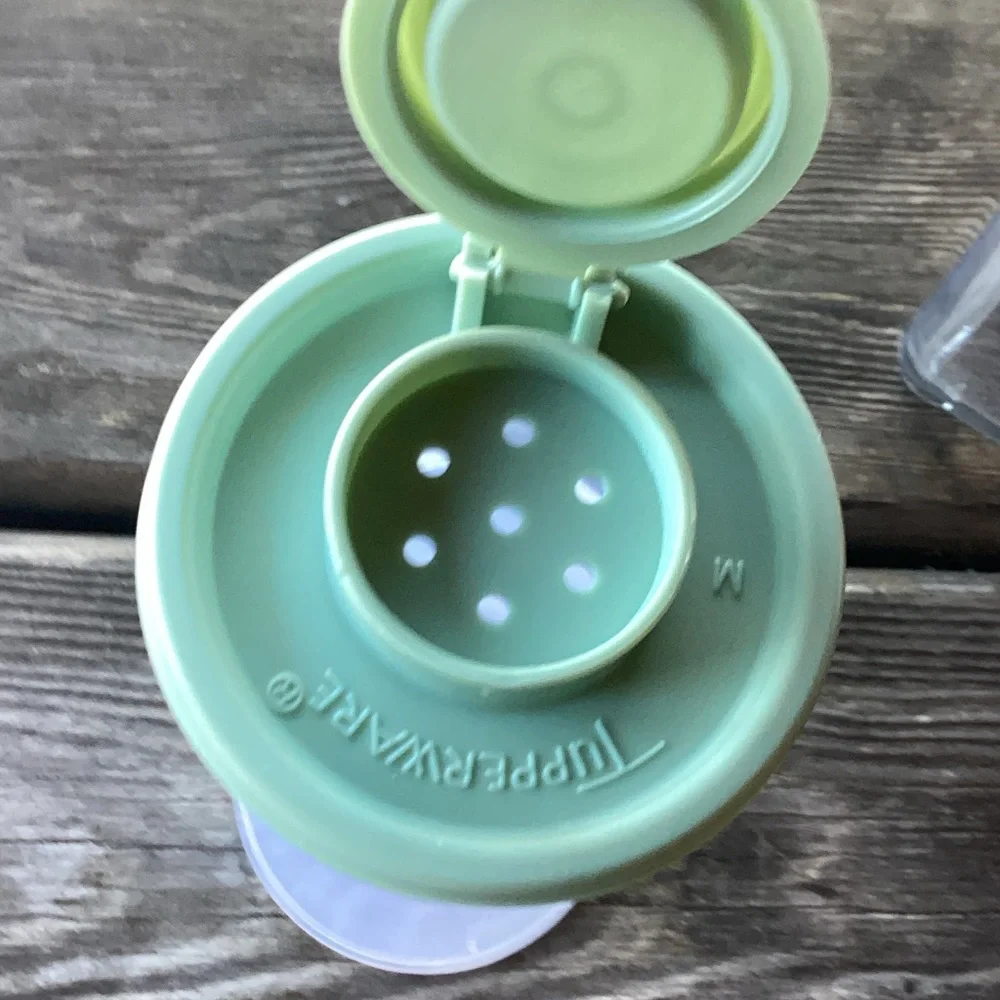 Tupperware Salt and Pepper Shakers - one set in Early Roots (green)